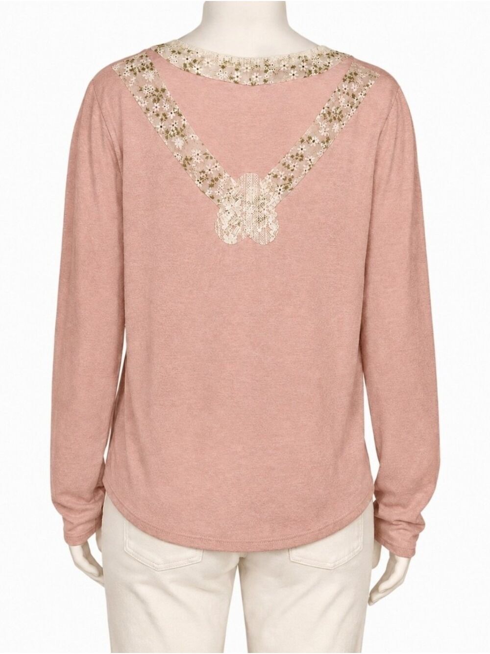 POL Cactus Lace Applique Mauve Boutique Top Small NWT - Picture 3 of 8
